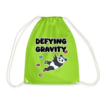 Chill Panda Climbing | Defying Gravity Bouldering - Drawstring Bag - neon green - Front