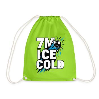 Handball 7 Meter, I c e Cold, Nervenstark - Turnbeutel - Neongrün - Vorne