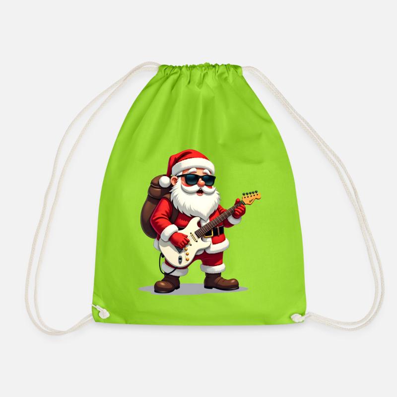 Weihnachtsrock-Santa - Turnbeutel - Neongrün