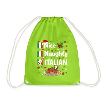 Nice Naughty Italian Xmas Pasta - Turnbeutel - Neongrün - Vorne
