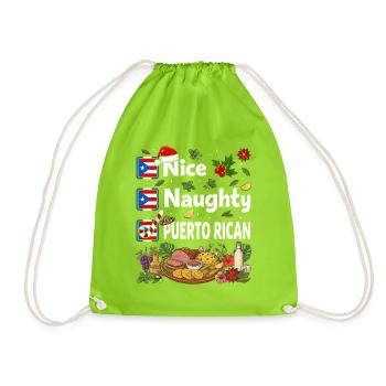 Nice Naughty Puerto Rican Feast - Drawstring Bag - neon green - Front