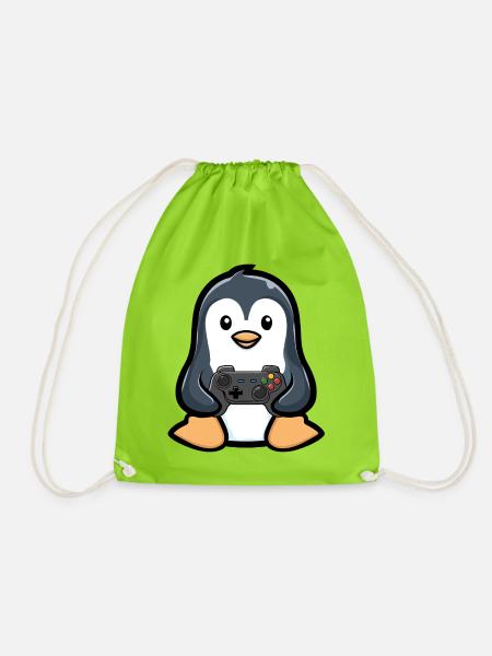 Gamer Pinguin - Turnbeutel - Neongrün