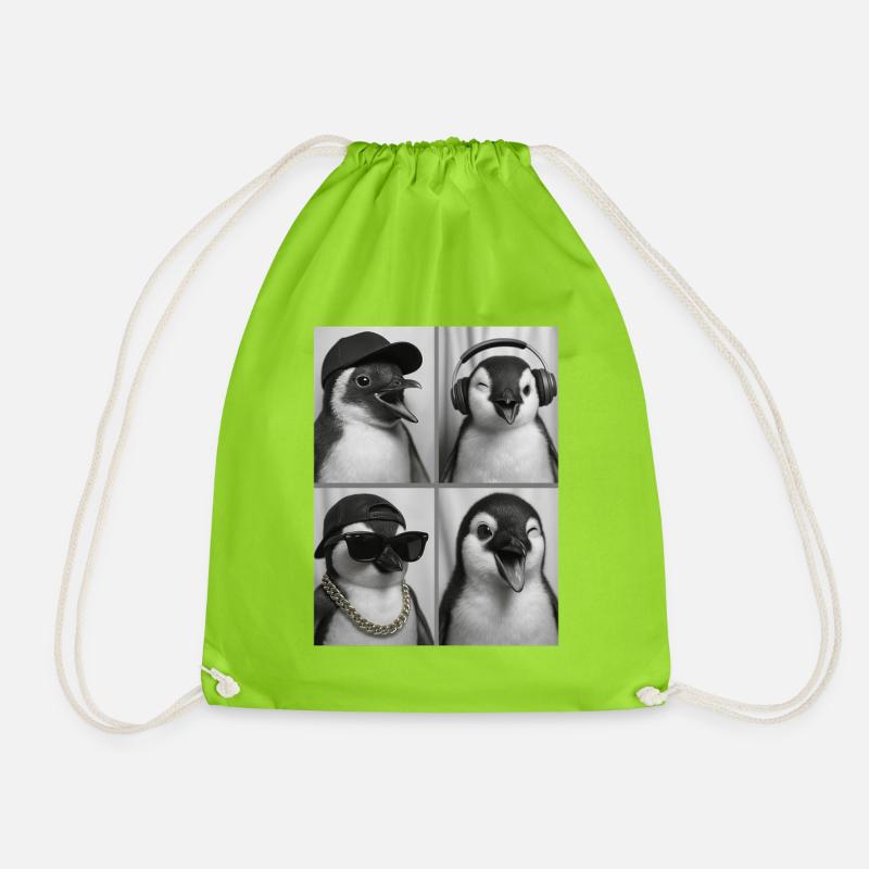 Pinguin - Turnbeutel - Neongrün