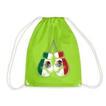 Mexico Flags Boxing Gloves - Drawstring Bag - neon green - Front