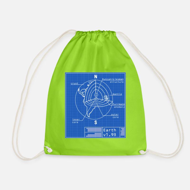 Blueprint Earth v1.9ß - Drawstring Bag - neon green