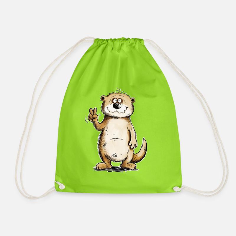Otter Peacezeichen Design - Turnbeutel - Neongrün