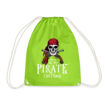 This Is My Pirate Costume Skull Guns Halloween Gif - Drawstring Bag - neon green - Front