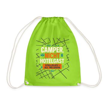 Camper not hotel guest, pitch fan - Drawstring Bag - neon green - Front