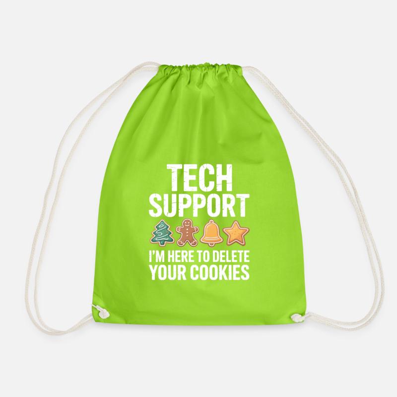 Tech Support Cookie Cleanup - Drawstring Bag - neon green
