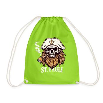 St Pauli Hamburg Paulianer Totenkopf Hafen Captain - Drawstring Bag - neon green - Front