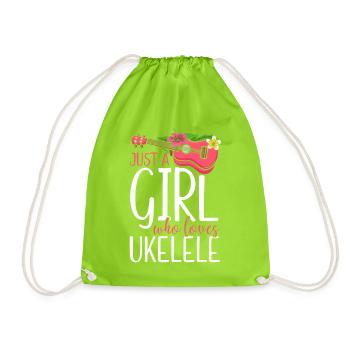 Hawaiian Ukulele Uke Girl Just A - Turnbeutel - Neongrün - Vorne
