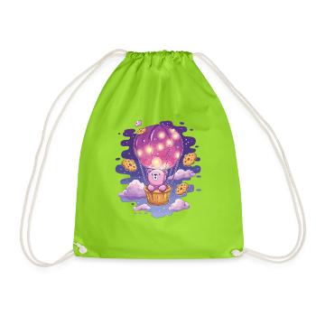 Bear balloon in cookie heaven - Drawstring Bag - neon green - Front