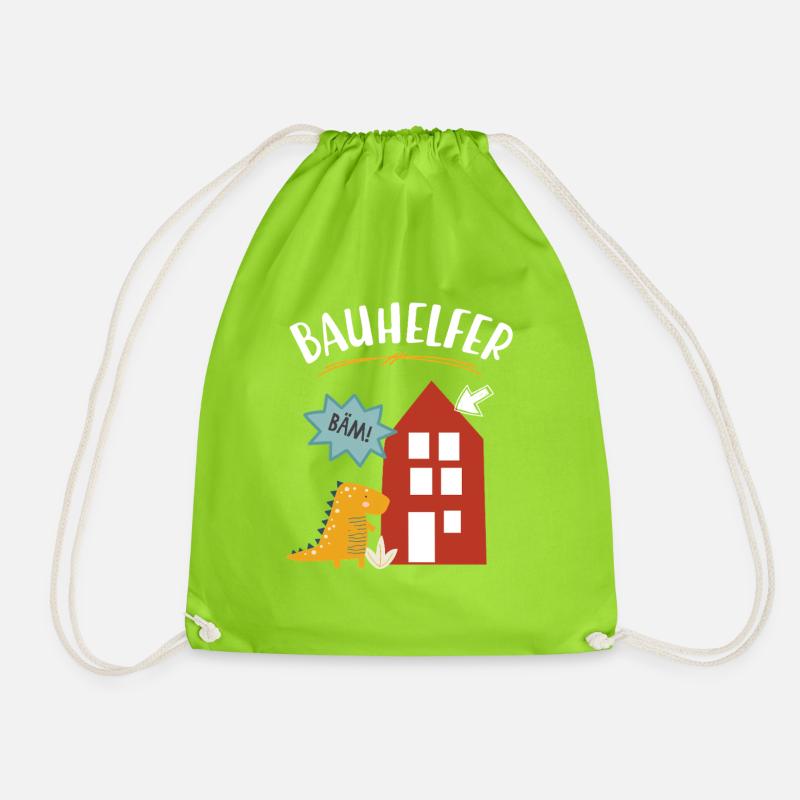 Construction Workers House Construction Construction Craftsmen - Drawstring Bag - neon green