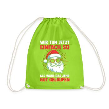 Santa Claus Christmas Time Naughty Christmas - Drawstring Bag - neon green - Front