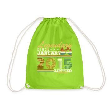 January 2015 Vintage Retro Birthday Gift - Drawstring Bag - neon green - Front