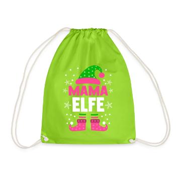 Christmas, family, mother, mom, elf - Drawstring Bag - neon green - Front