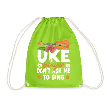 Hawaiian Ukulele Uke Uke Player - Drawstring Bag - neon green - Front