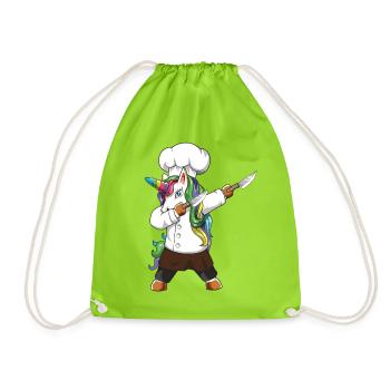 Lustiges Dabbing Chef Unicorn Cheficorn Kochgeschenk - Turnbeutel - Neongrün - Vorne