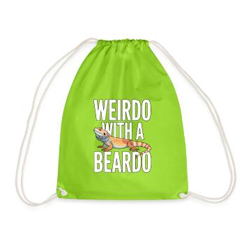 Weirdo With A Beardo - Drawstring Bag - neon green - Front