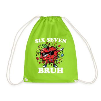 Six Seven Broth Back To School Apple 6 7 Fun - Drawstring Bag - neon green - Front