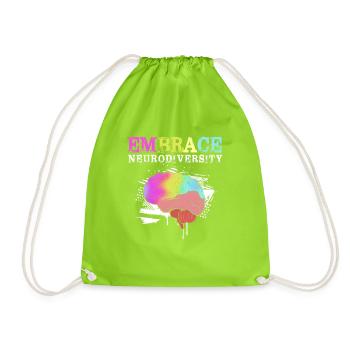 Autism, Autistic, ADHD, Asperger's, Neurodiversity - Drawstring Bag - neon green - Front