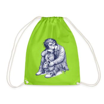 Croquis mélancolique de violon - Sac de sport léger - vert néon - Devant