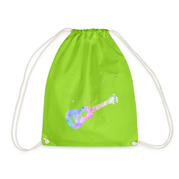 Aquarelle ukulélé hawaïen - Sac de sport léger - vert néon - Devant
