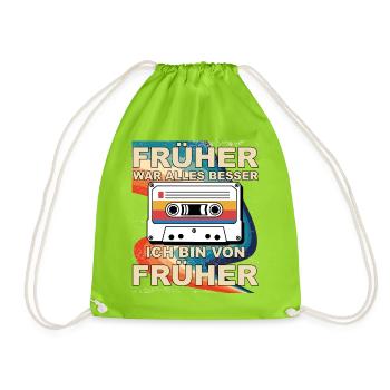 Früher war alles besser - Ich bin von früher - Turnbeutel - Neongrün - Vorne