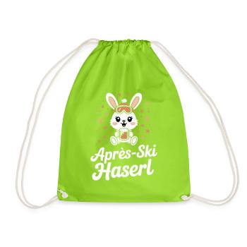 Après-ski bunny hut fun Skier ski bunny - Drawstring Bag - neon green - Front