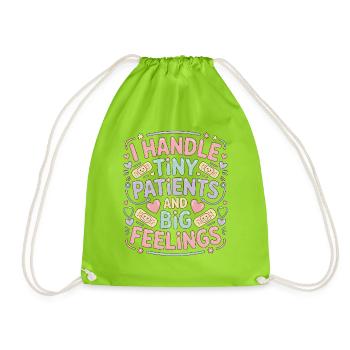 Pediatric Nurse I Handle Tiny Patients Kids Nurse - Drawstring Bag - neon green - Front