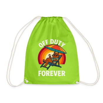 I’m Retired, You’re Not Retro Vacation Cat Funny - Drawstring Bag - neon green - Front
