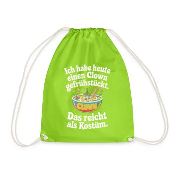 Clown Breakfast Carnival Clown Costume Replacement - Drawstring Bag - neon green - Front