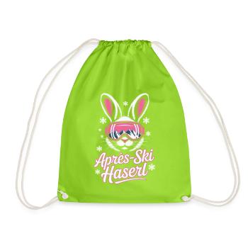 Après-ski bunny hut fun Skier ski bunny - Drawstring Bag - neon green - Front