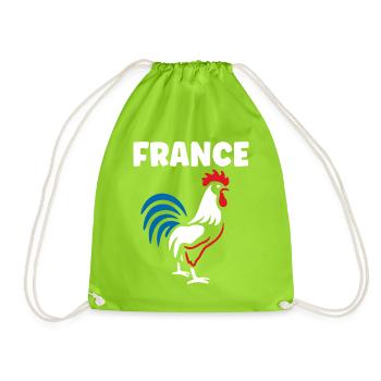 Tricolor Rooster of France - Drawstring Bag - neon green - Front