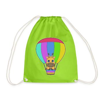 Montgolfière girafe - Sac de sport léger - vert néon - Devant