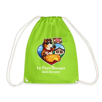 Basque Country in the Heart Pottok Basque Cake - Drawstring Bag - neon green - Front