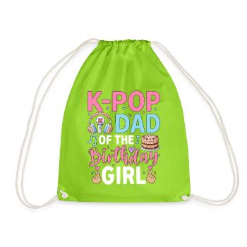 K-Pop Dad Of The Birthday Girl - Drawstring Bag - neon green - Front