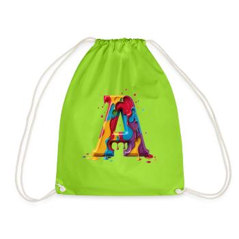 Letters Alphabet Personalized colorful Letter A - Turnbeutel - Neongrün - Vorne