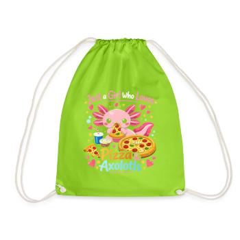 Pizza Axolotl Love Motif - Drawstring Bag - neon green - Front