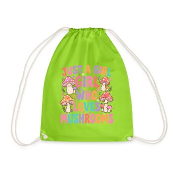 Just a girl who loves mushrooms - Drawstring Bag - neon green - Front