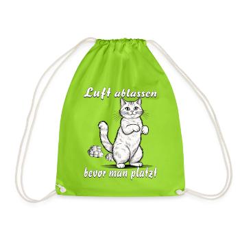 KATZE Luft ablassen bevor man platzt - Turnbeutel - Neongrün - Vorne