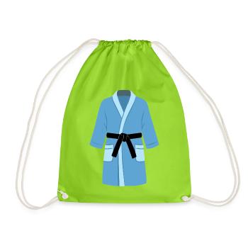 Martial Arts bathrobe (blue) - Drawstring Bag - neon green - Front