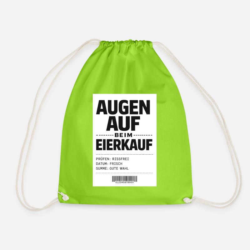 Augen auf beim Eierkauf - Turnbeutel - Neongrün