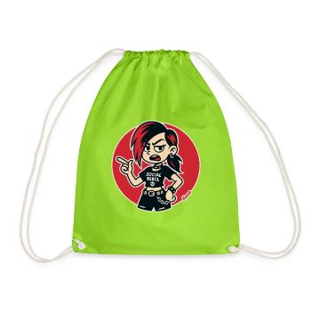 Social Rebel Punk Caricature - Drawstring Bag - neon green - Front