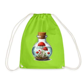 Magic mushrooms in a jar – magical look - Drawstring Bag - neon green - Front