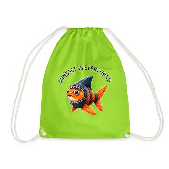 Mindset Fish – Be the Shark - Drawstring Bag - neon green - Front