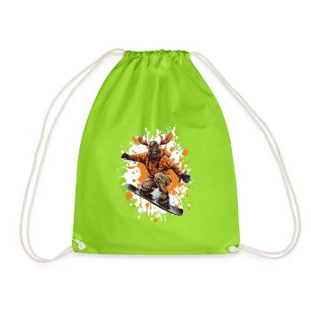 Moose Snowboard - Drawstring Bag - neon green - Front