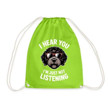 Portuguese Water Dog Sayings Funny Gift - Drawstring Bag - neon green - Front