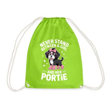Portuguese Water Dog Sayings Funny Gift - Drawstring Bag - neon green - Front