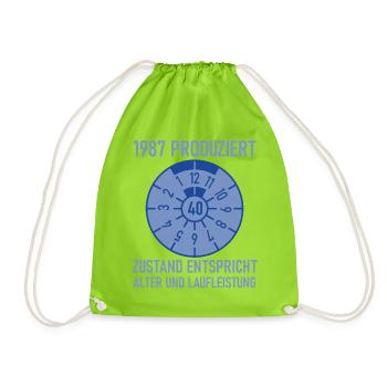 1987 Born 40th Birthday Car Tuning - Drawstring Bag - neon green - Front